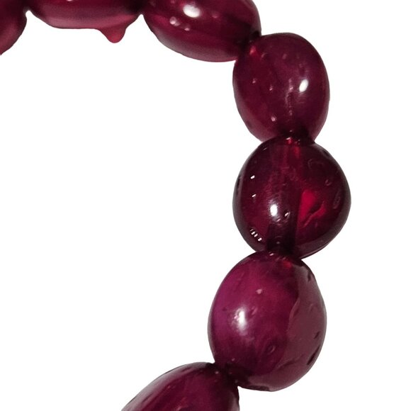 Retro Red Beaded Chunky Stretch Bracelet 80s 90s Fashion Jewelry Women - Picture 2 of 3